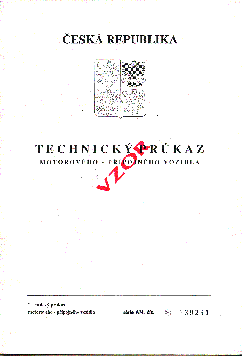 Technický průkaz vozidla nejstaršího dosud používaného provedení