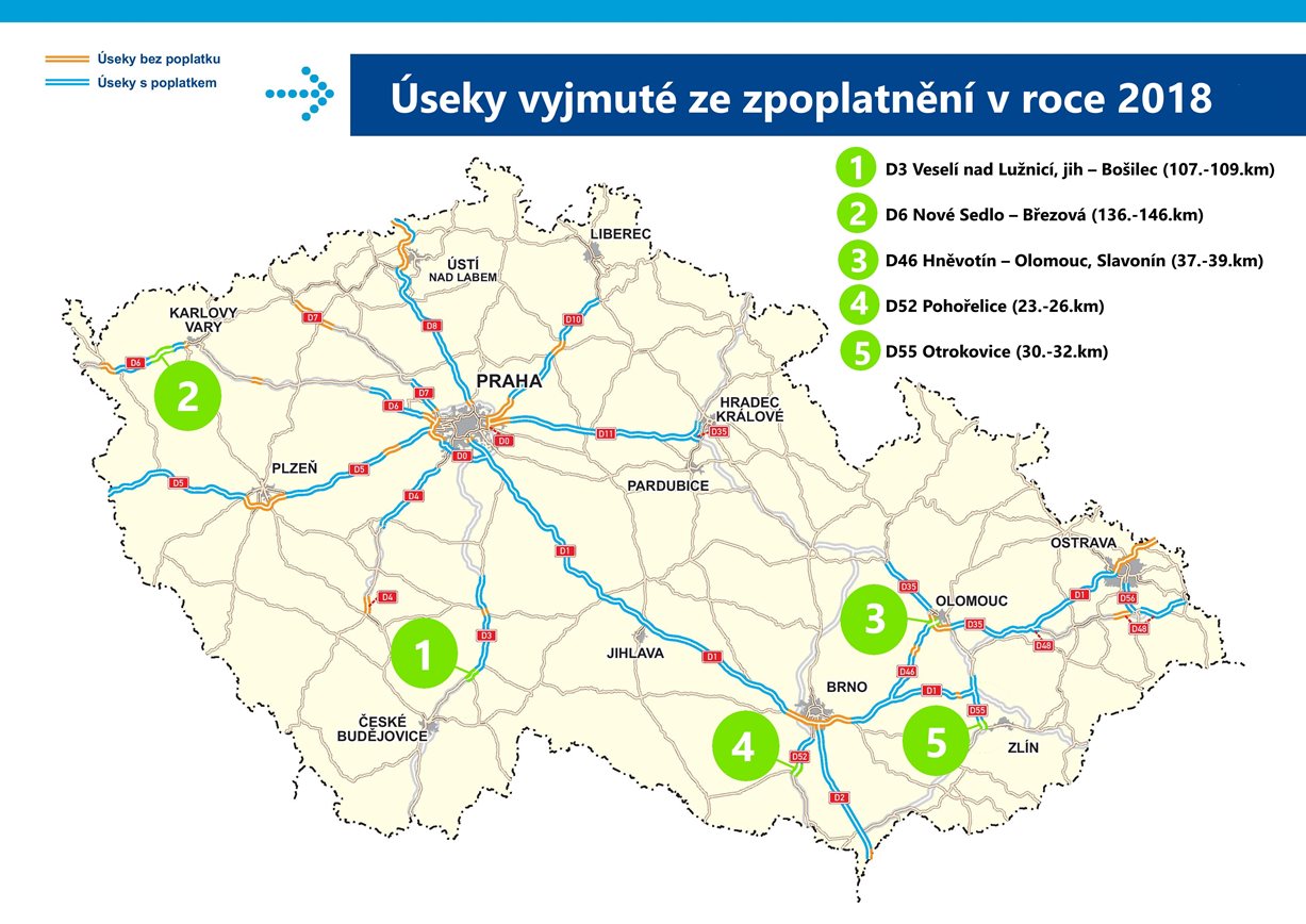 Dalších 19 kilometrů dálnic vedoucích poblíž měst bude od příštího roku bez poplatku 