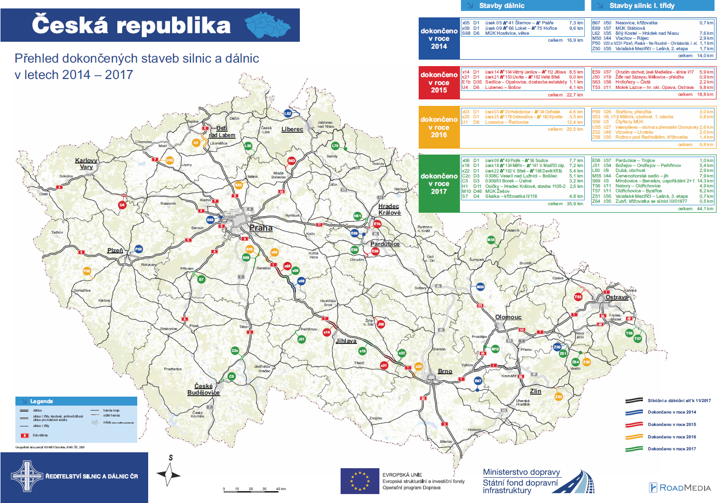 Mapa dokončených staveb