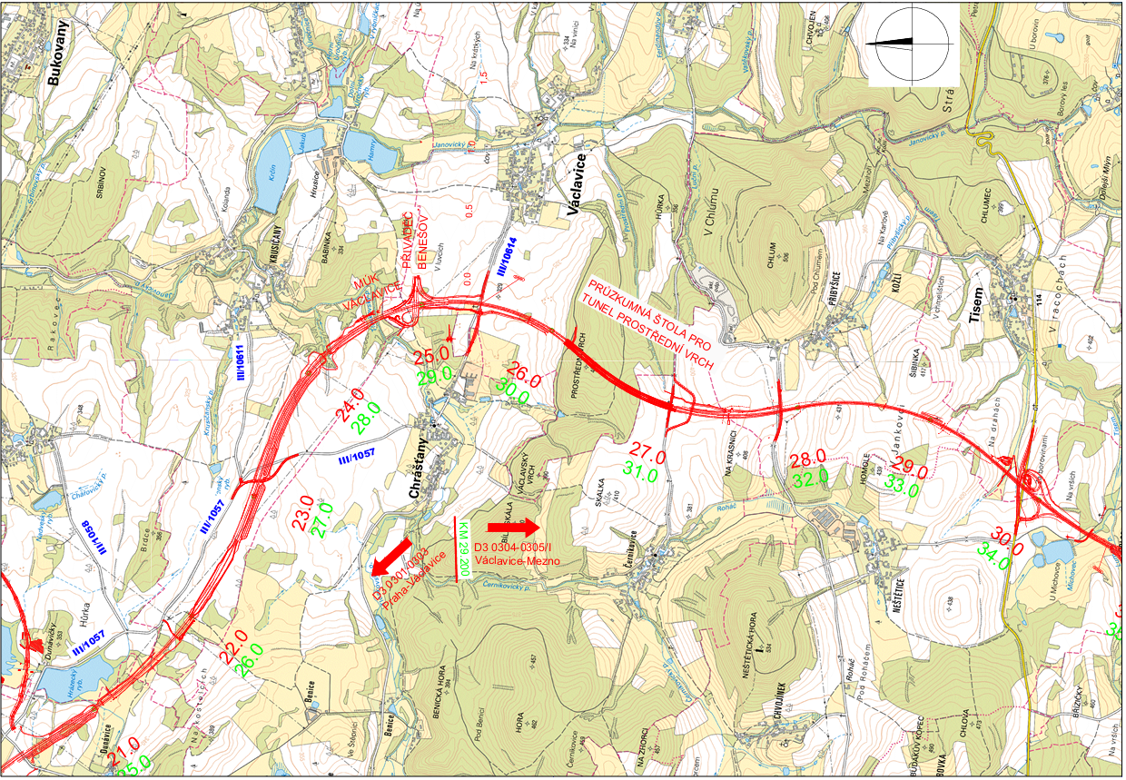 Začíná geotechnický průzkum pro tunel Prostřední Vrch na středočeské D3