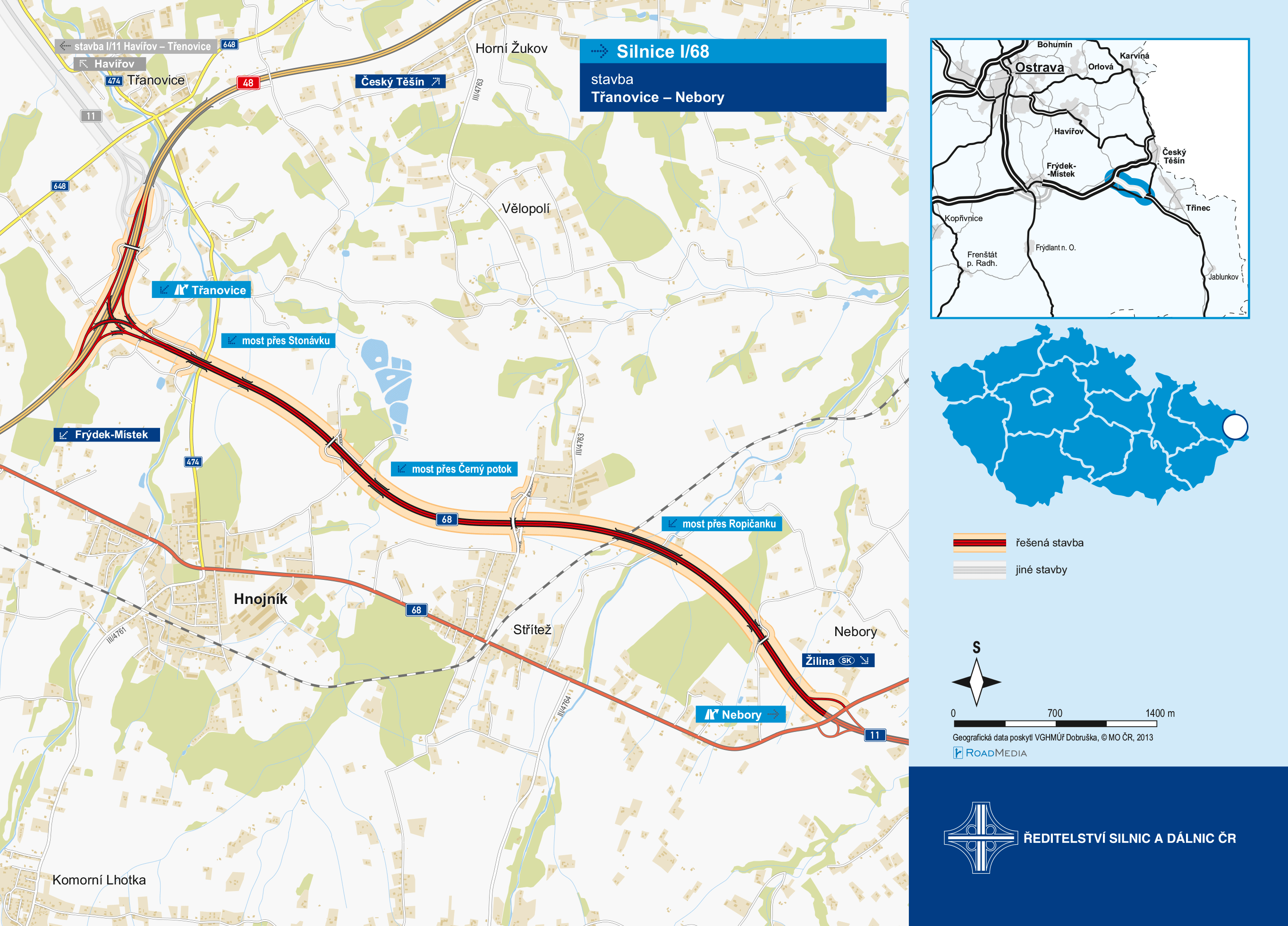 Zprovozňujeme čtyřpruhovou silnici I/68 mezi Třanovicemi a Nebory