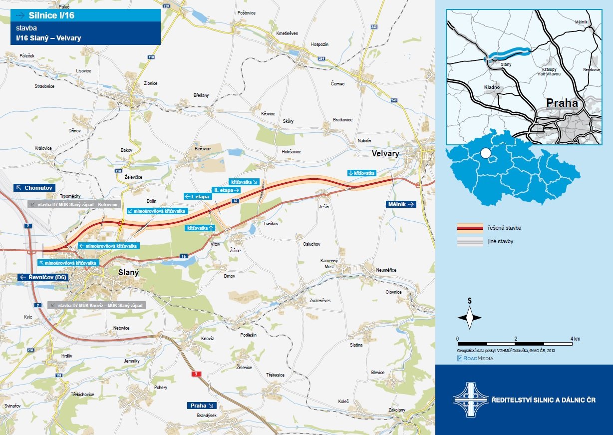 ŘSD zprovoznilo první část přeložky Slaný – Velvary na silnici I/16