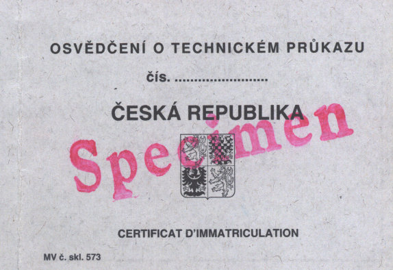 Osvědčení o technickém průkazu nejstaršího dosud používaného provedení