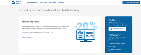 Portál dopravy jednoduše dostupný na doprava.gov.cz